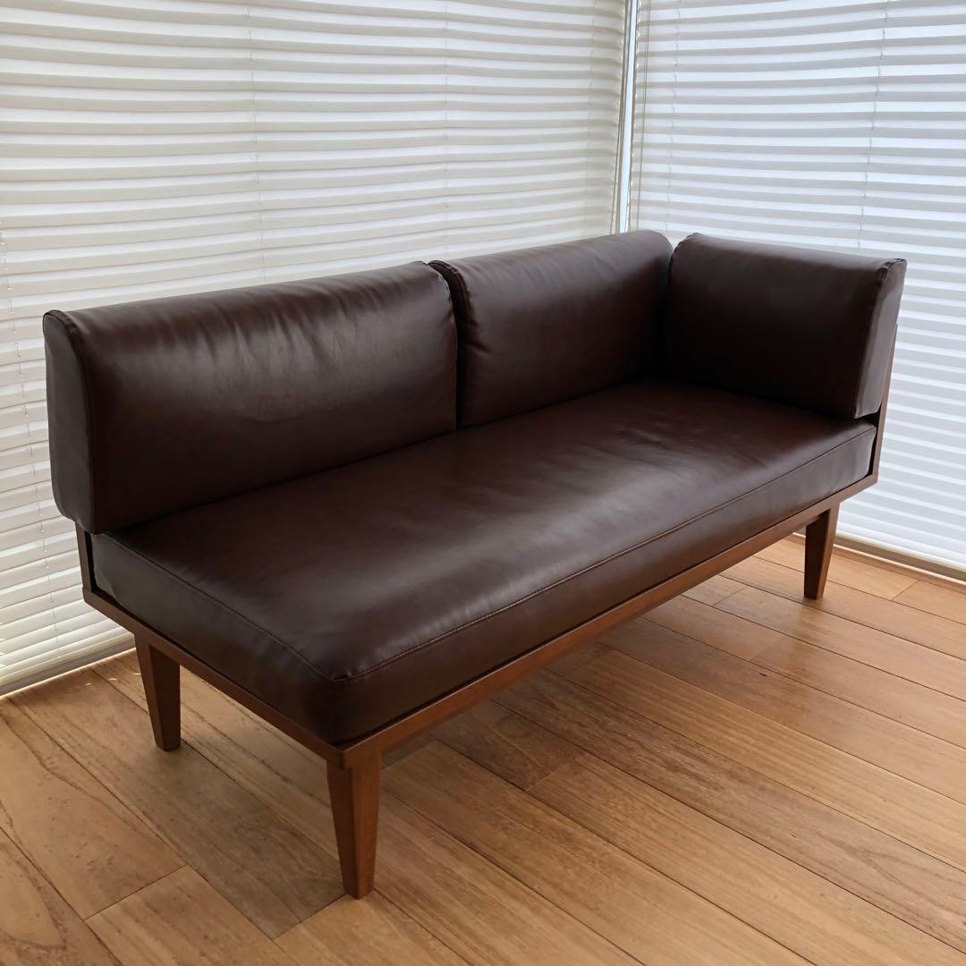 unico ブラウン 2人掛けソファ　ユニコ　合皮　レザーソファー