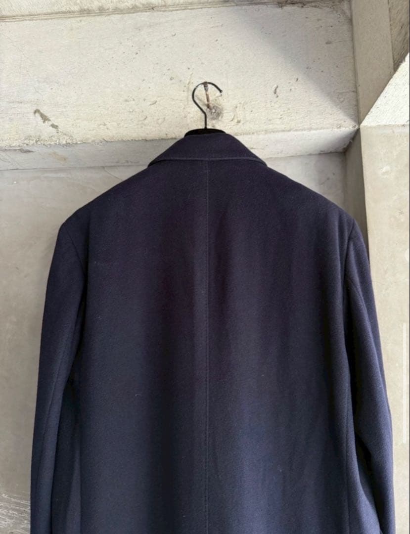 ネイビー ダブルブレスト ロングコート