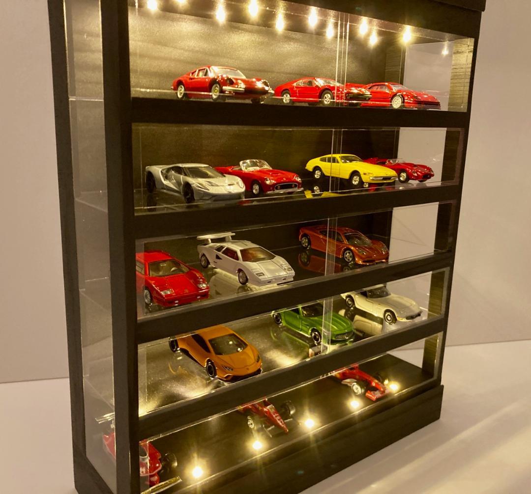 1/64展示35台可能・漆黒ウッド・5層式ディスプレーBOX / ネオジオラマ