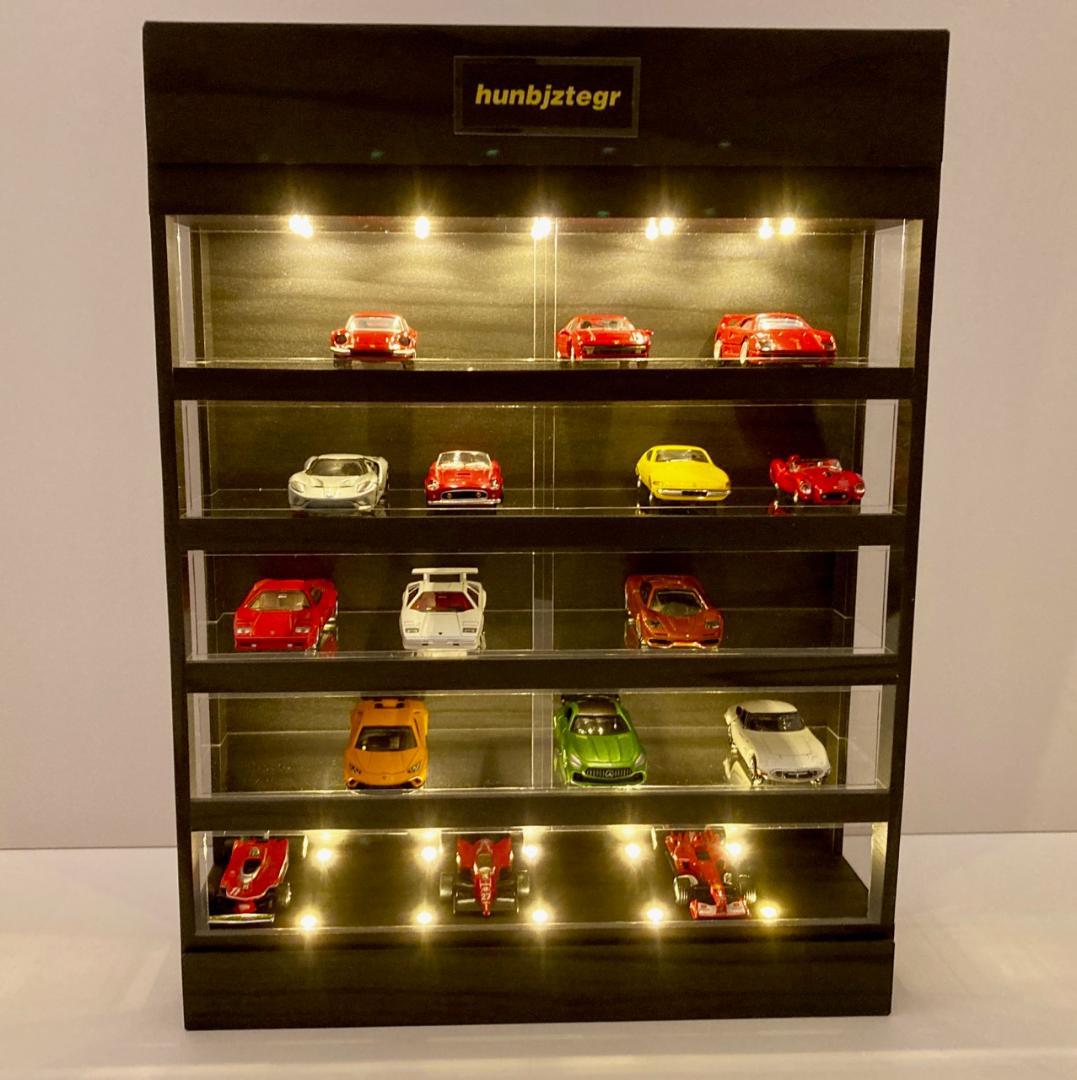 1/64展示35台可能・漆黒ウッド・5層式ディスプレーBOX / ネオジオラマ