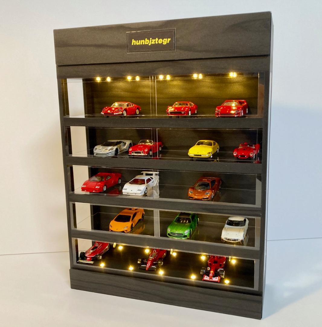 1/64展示35台可能・漆黒ウッド・5層式ディスプレーBOX / ネオジオラマ