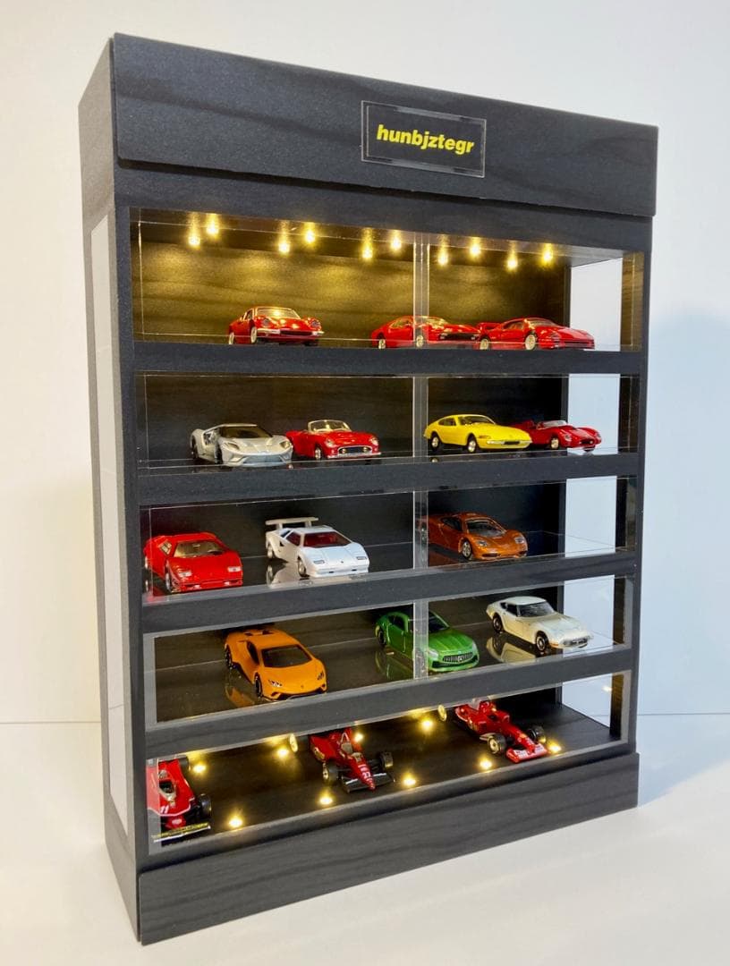 1/64展示35台可能・漆黒ウッド・5層式ディスプレーBOX / ネオジオラマ