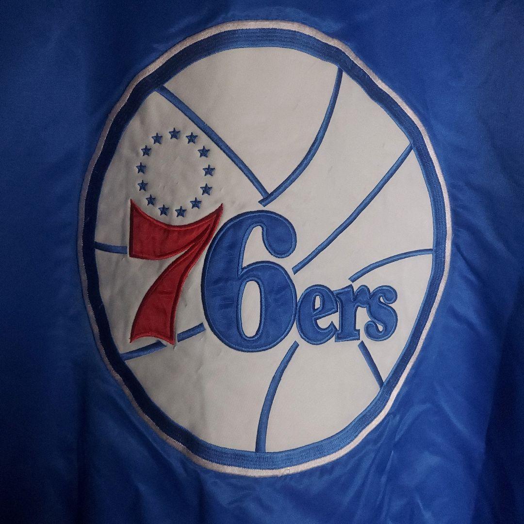 専用【NBA】76ers 刺繍 中綿 スタジャン ブルゾン 2XL 青