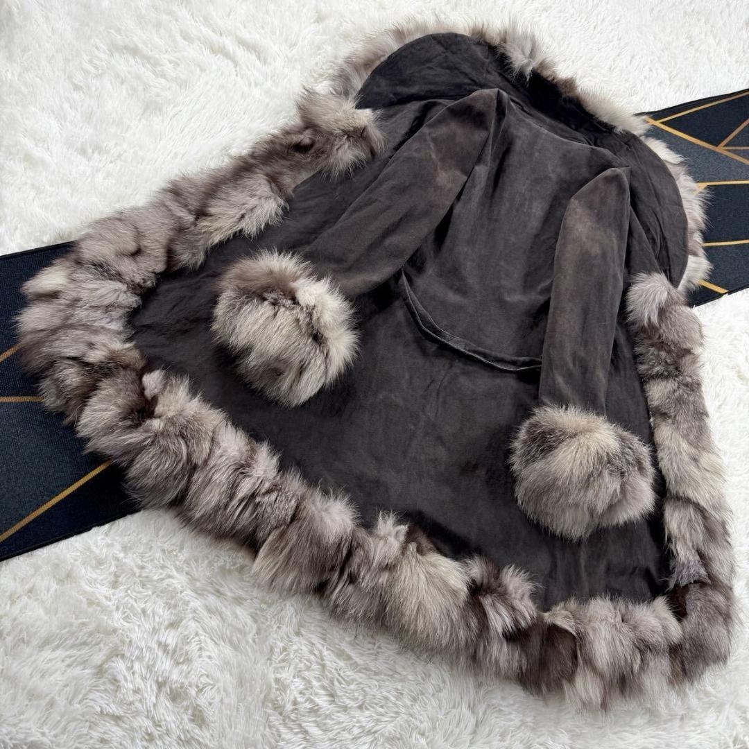 総丈99㎝ COCON フォックスファー ベルト付き コート L AA139