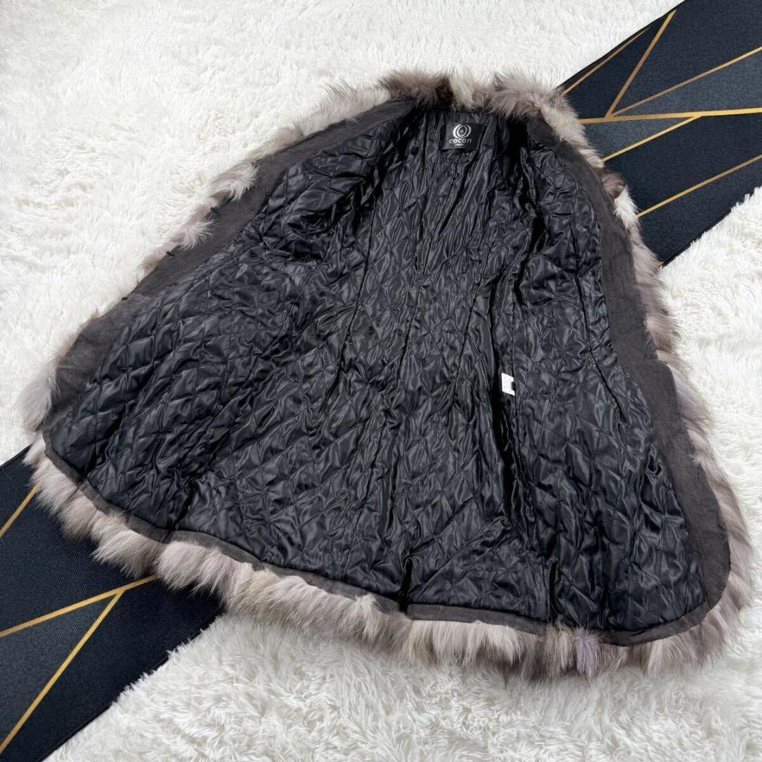 総丈99㎝ COCON フォックスファー ベルト付き コート L AA139