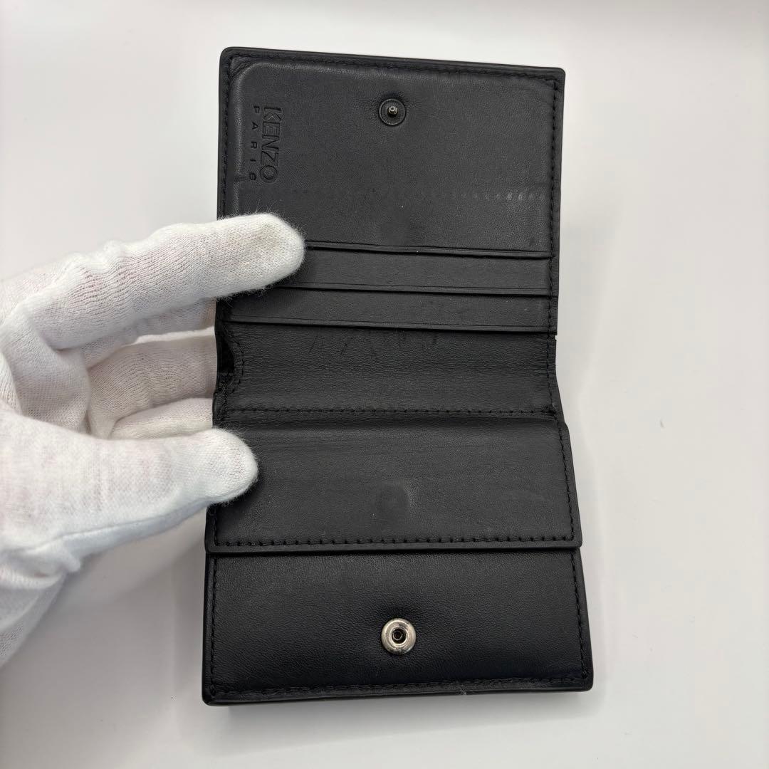 KENZO 二つ折り財布　ブラック　BOKE FLOWER フラワー レザー