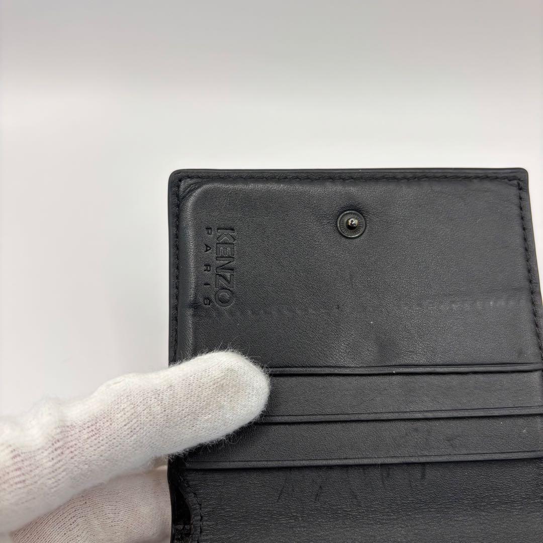 KENZO 二つ折り財布　ブラック　BOKE FLOWER フラワー レザー