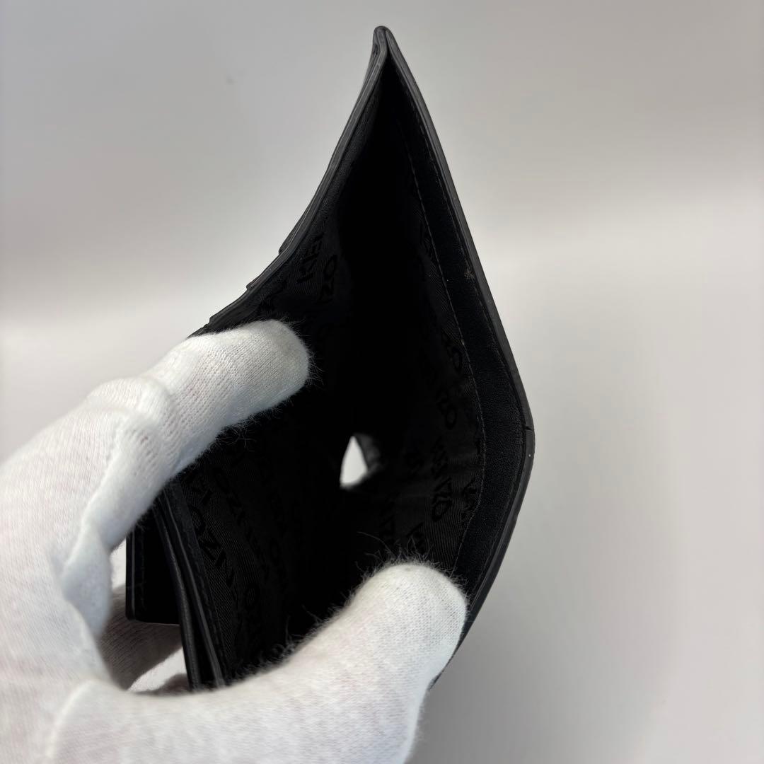 KENZO 二つ折り財布　ブラック　BOKE FLOWER フラワー レザー