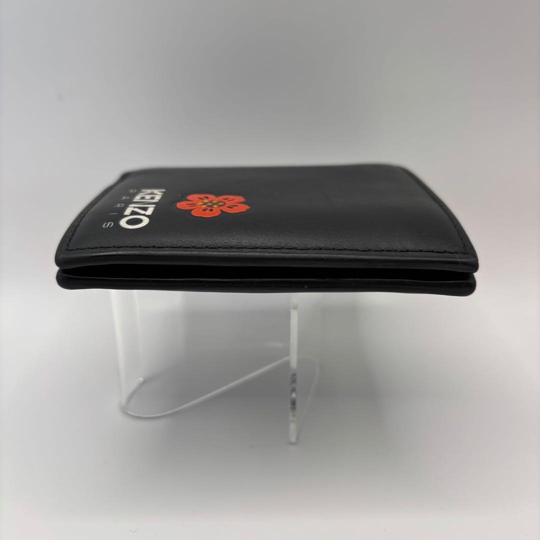 KENZO 二つ折り財布　ブラック　BOKE FLOWER フラワー レザー