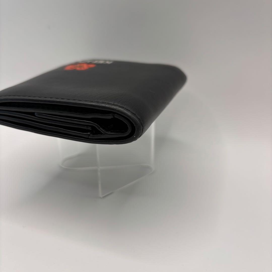 KENZO 二つ折り財布　ブラック　BOKE FLOWER フラワー レザー