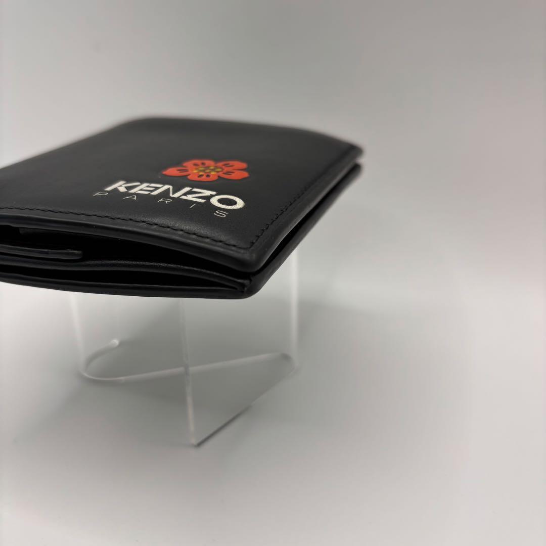 KENZO 二つ折り財布　ブラック　BOKE FLOWER フラワー レザー