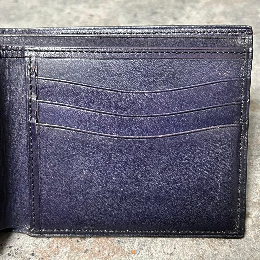 YUHAKU ユハク グラデーション レザー 二つ折り財布 ブラウン ネイビー