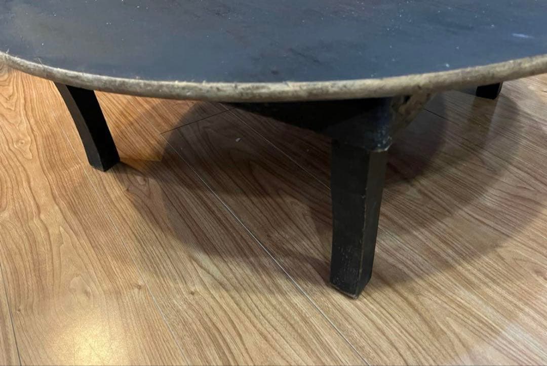 黒い円形座卓レトロ昭和
