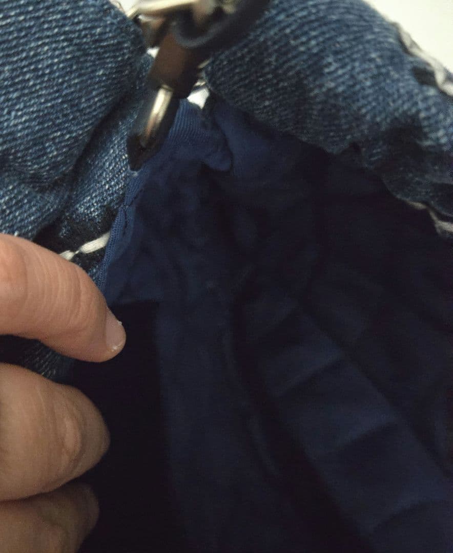 デニム　キルティング ショルダーバッグ　巾着　チェーンバック