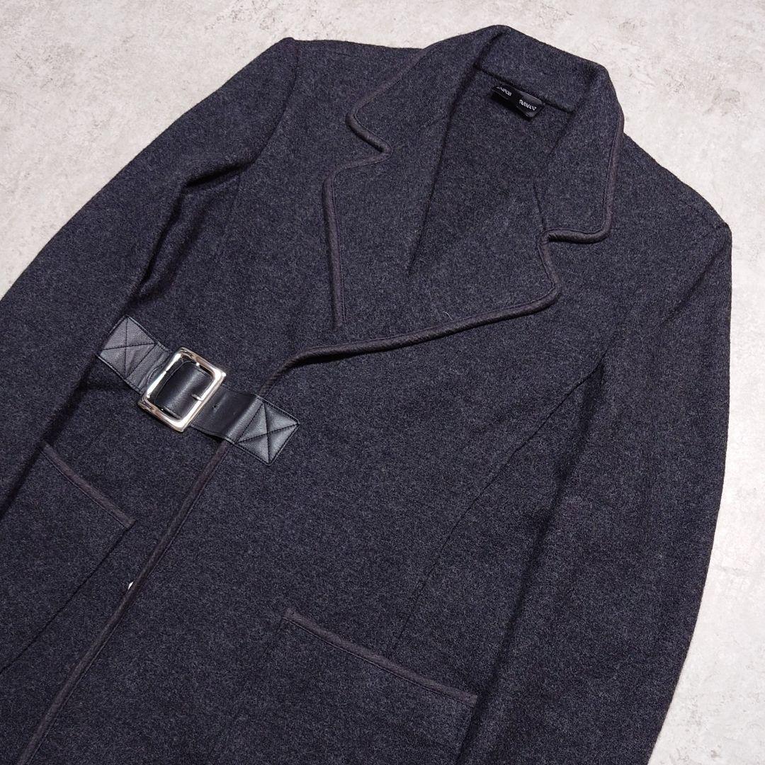 EMPORIO ARMANI レザーベルト付ウールコート L