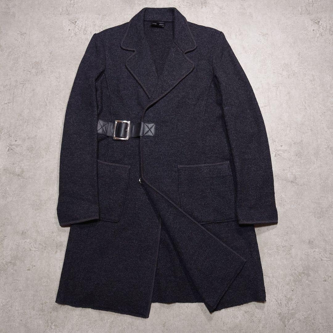 EMPORIO ARMANI レザーベルト付ウールコート L