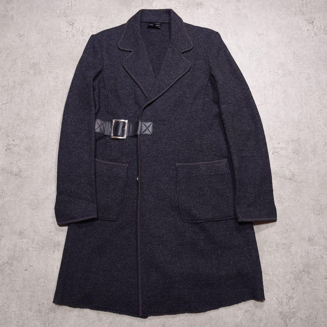 EMPORIO ARMANI レザーベルト付ウールコート L