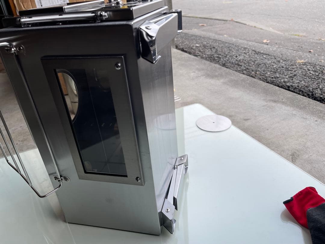 訳あり品 薪ストーブ 3面ガラス ステンレス アウトドア キャンプ 新品未使用