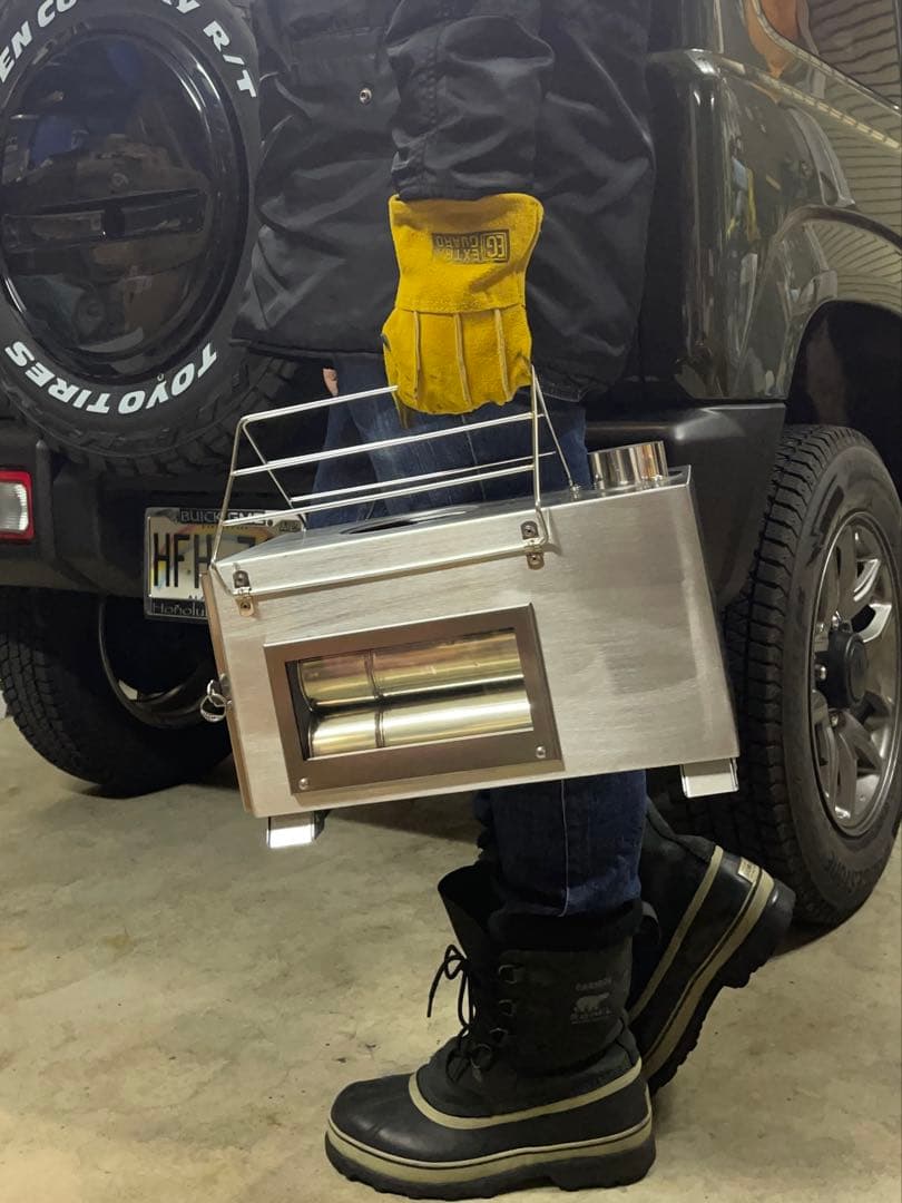 訳あり品 薪ストーブ 3面ガラス ステンレス アウトドア キャンプ 新品未使用