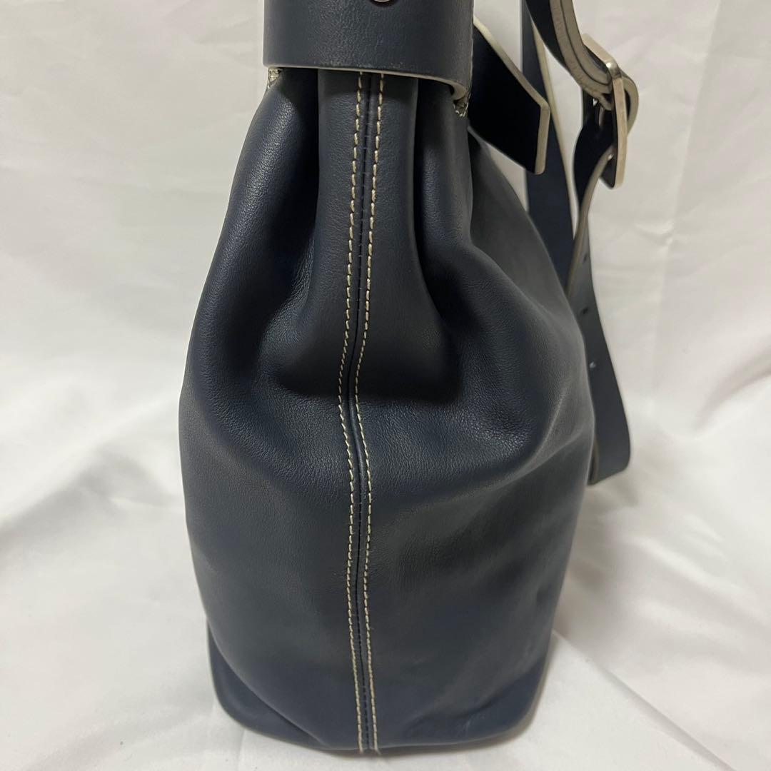 ✨極美品✨　LOEWE アナグラム　ショルダーバッグ　ブルーグレー　レザー