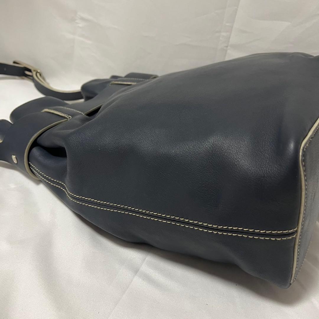 ✨極美品✨　LOEWE アナグラム　ショルダーバッグ　ブルーグレー　レザー