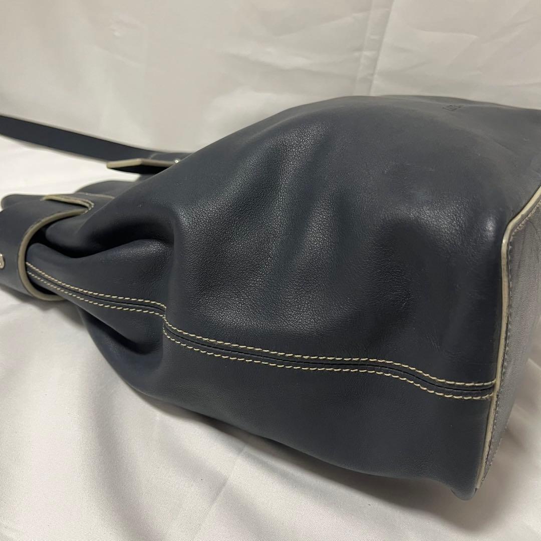✨極美品✨　LOEWE アナグラム　ショルダーバッグ　ブルーグレー　レザー
