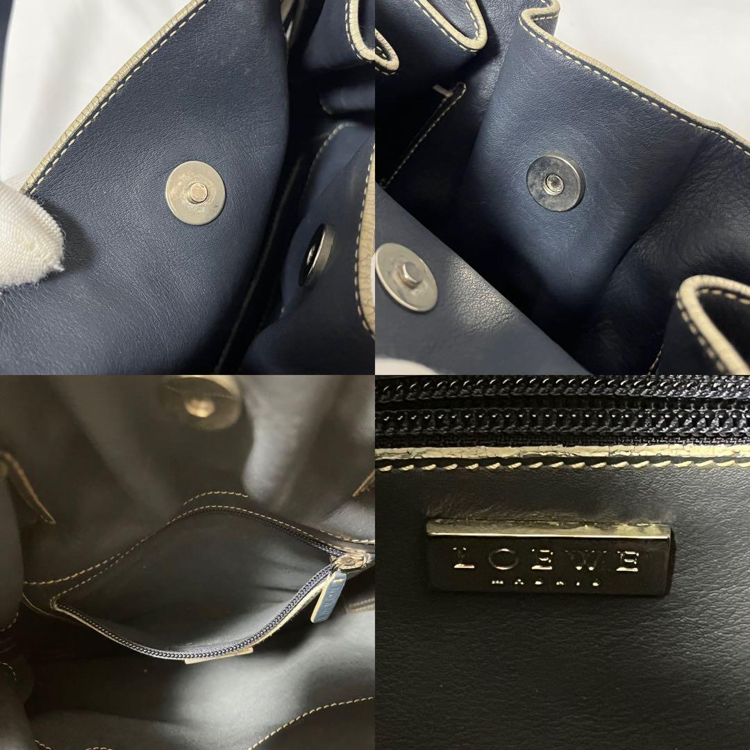 ✨極美品✨　LOEWE アナグラム　ショルダーバッグ　ブルーグレー　レザー