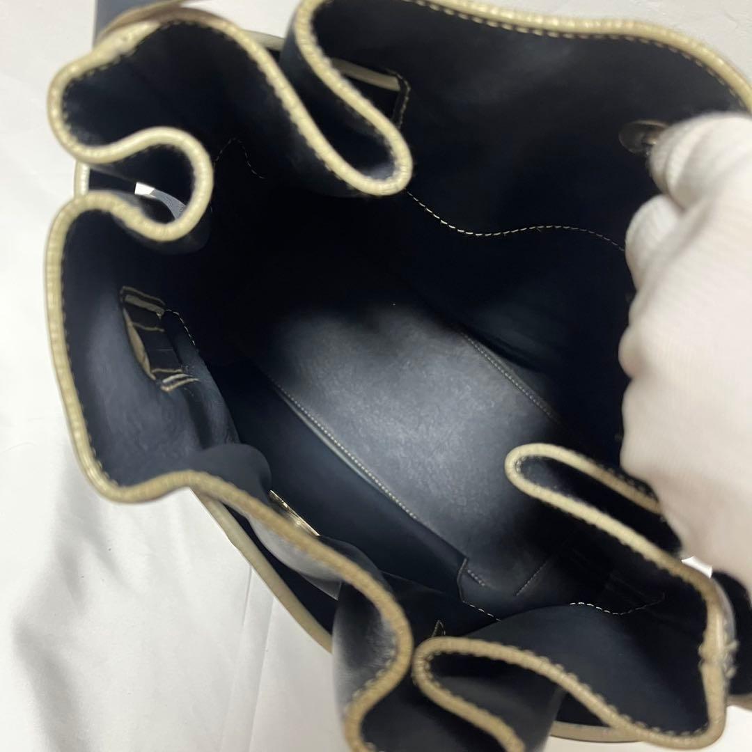 ✨極美品✨　LOEWE アナグラム　ショルダーバッグ　ブルーグレー　レザー