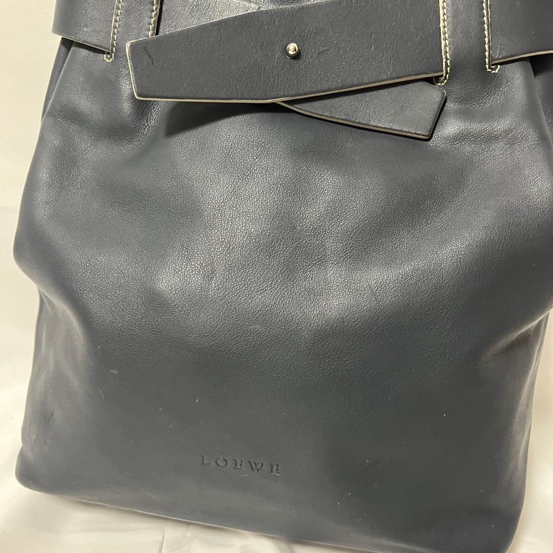 ✨極美品✨　LOEWE アナグラム　ショルダーバッグ　ブルーグレー　レザー