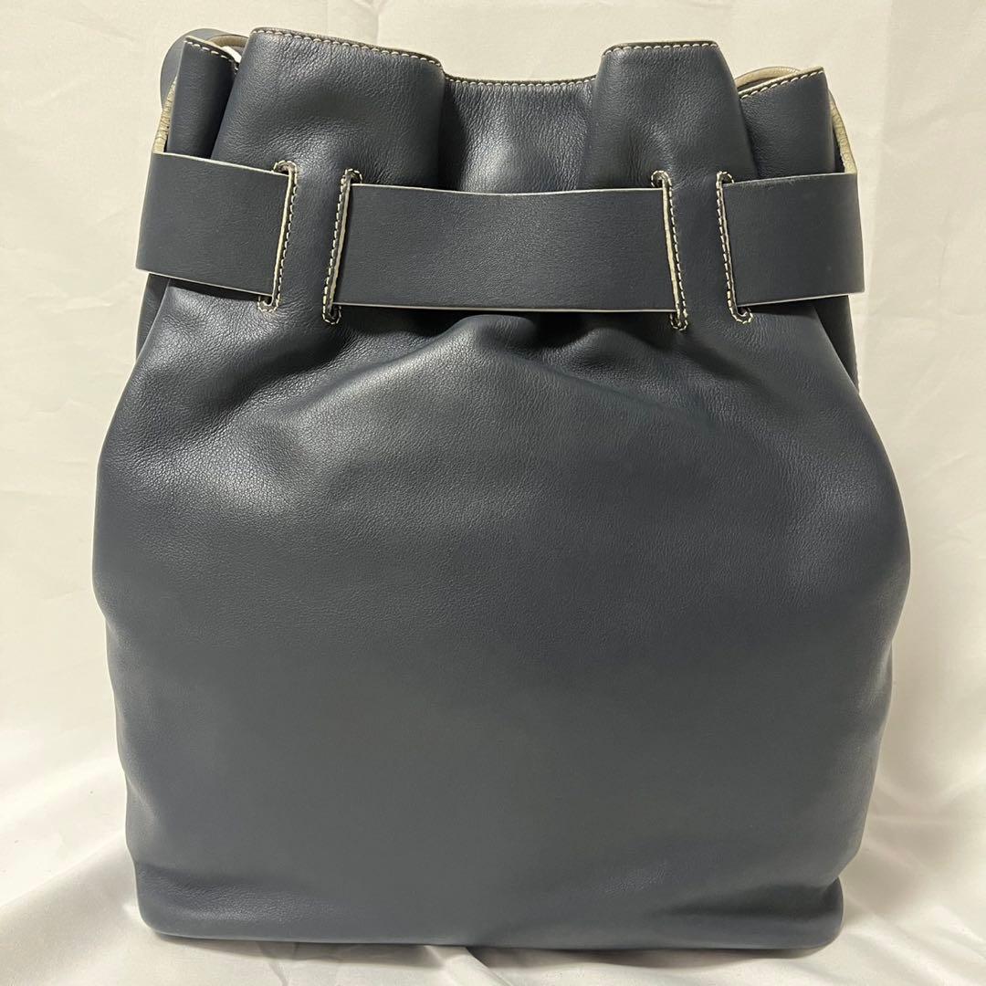✨極美品✨　LOEWE アナグラム　ショルダーバッグ　ブルーグレー　レザー
