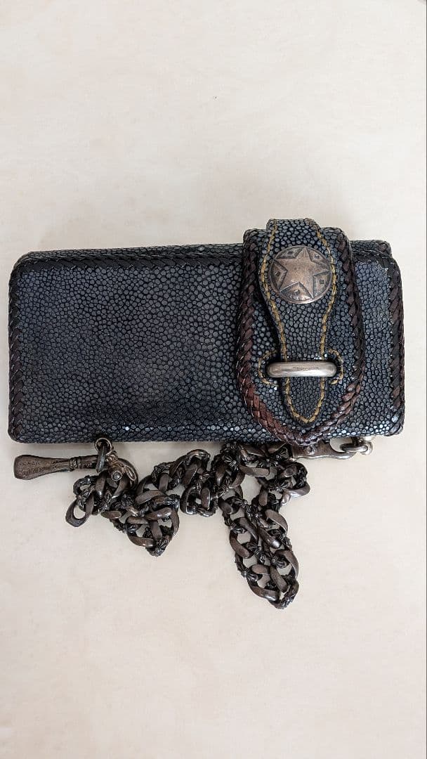 (*に様 エイ皮、ウォレットチェーン スターモチーフ、手作り貴重