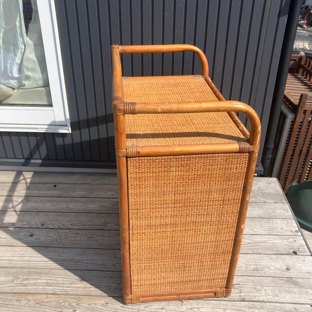 昭和レトロ ラタンチェスト 4段5杯 引き出し箪笥 古家具 ビンテージ 籐家具