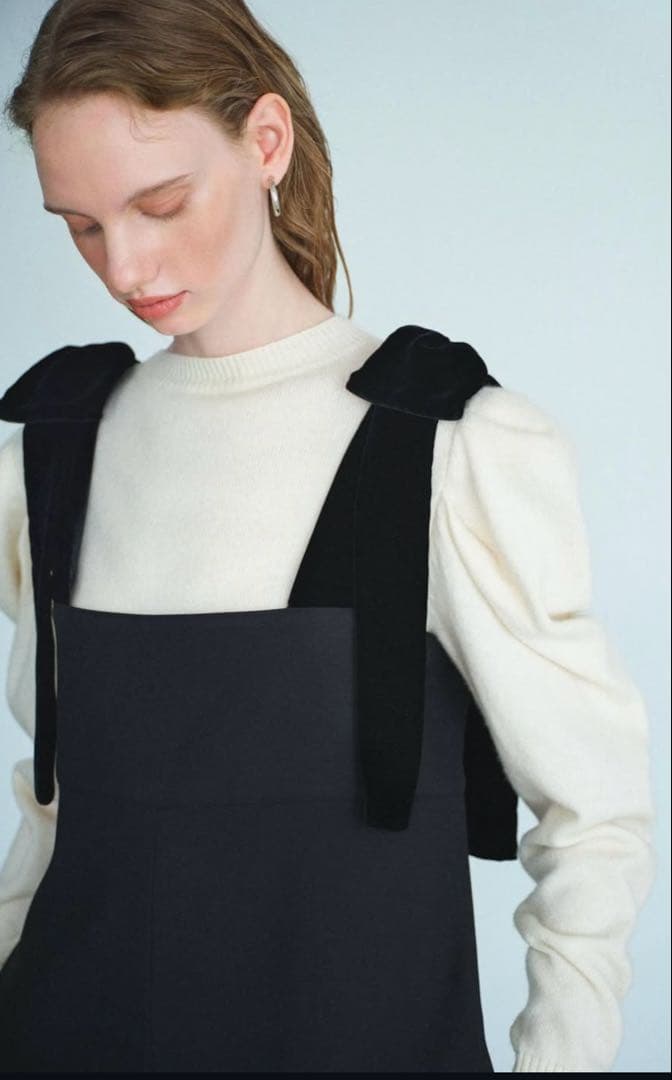 cygne シーニュ　リボンショルダーオールインワン Stelle ブラック