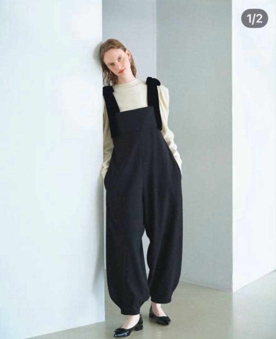 cygne シーニュ　リボンショルダーオールインワン Stelle ブラック