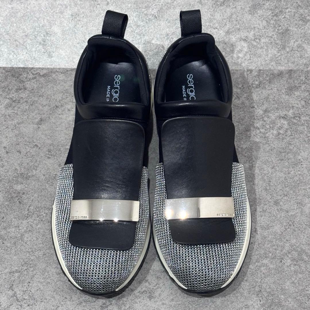 【極美品】Sergio Rossi SR1 39 グリッター　スニーカー　黒×銀