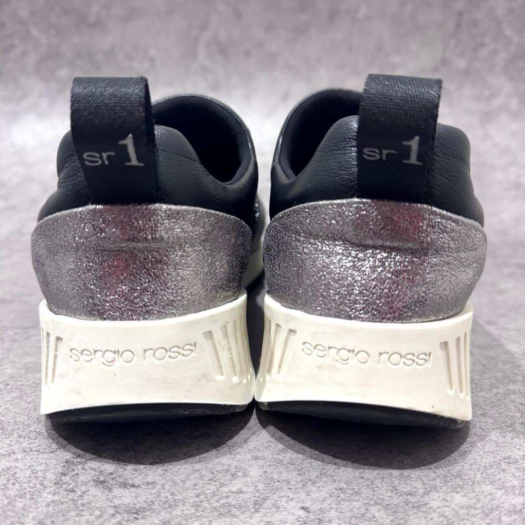 【極美品】Sergio Rossi SR1 39 グリッター　スニーカー　黒×銀