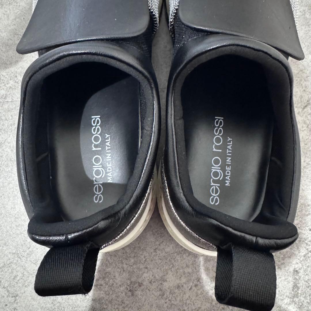 【極美品】Sergio Rossi SR1 39 グリッター　スニーカー　黒×銀