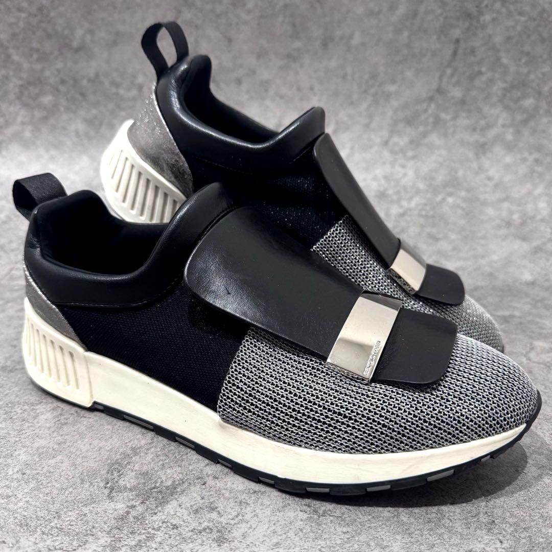 【極美品】Sergio Rossi SR1 39 グリッター　スニーカー　黒×銀