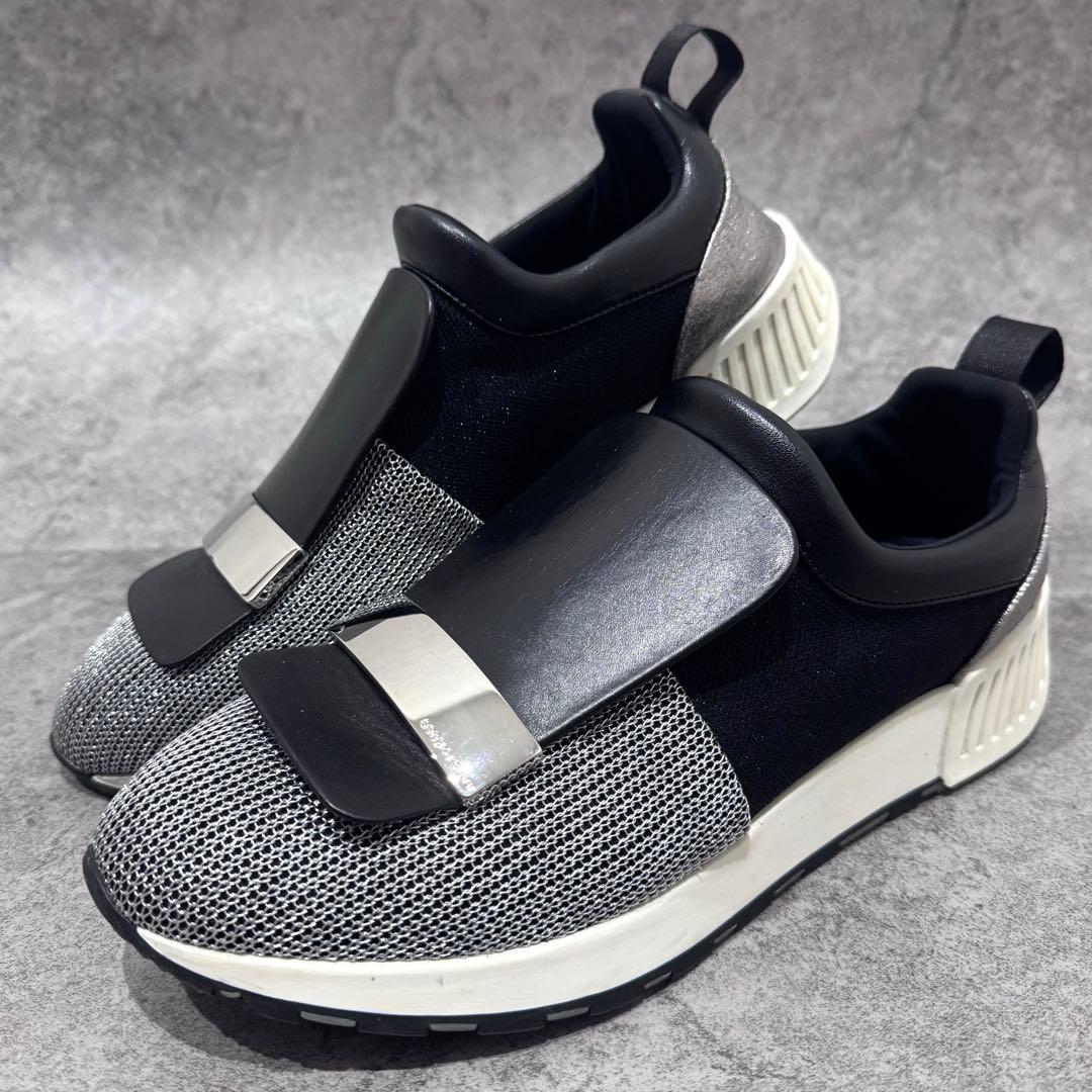 【極美品】Sergio Rossi SR1 39 グリッター　スニーカー　黒×銀