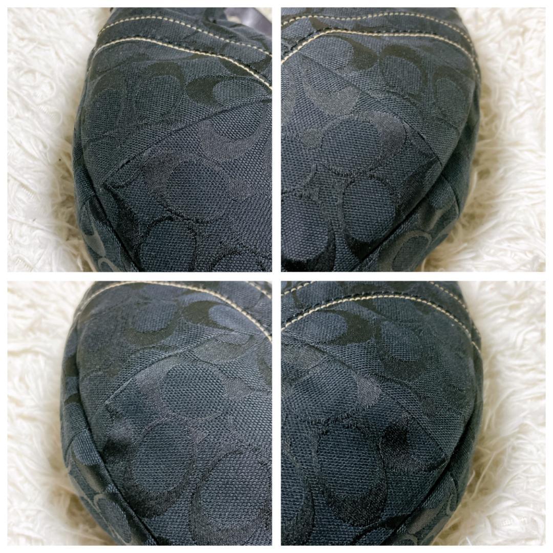 美品 COACH ショルダーバッグ ハーフムーン シグネチャー キャンバス 黒