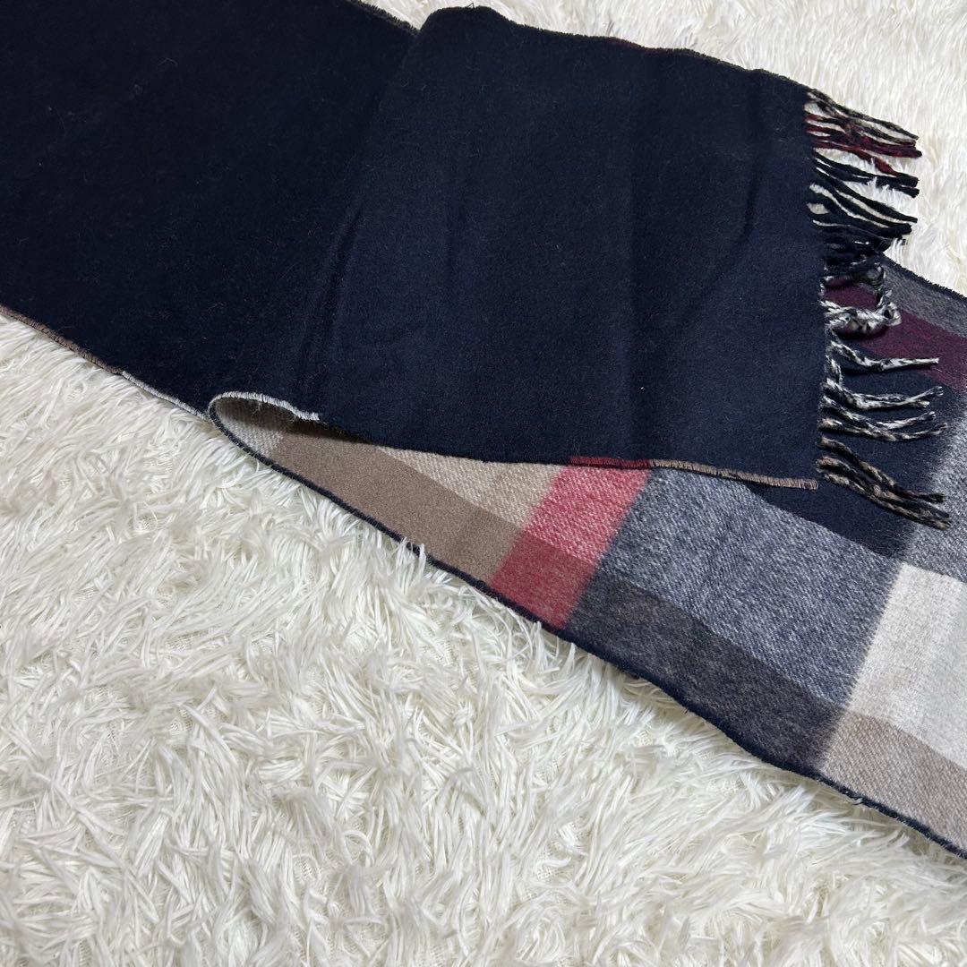 極美品✨定価3.3万 カシミア混 リバーシブル ブラックレーベル マフラー