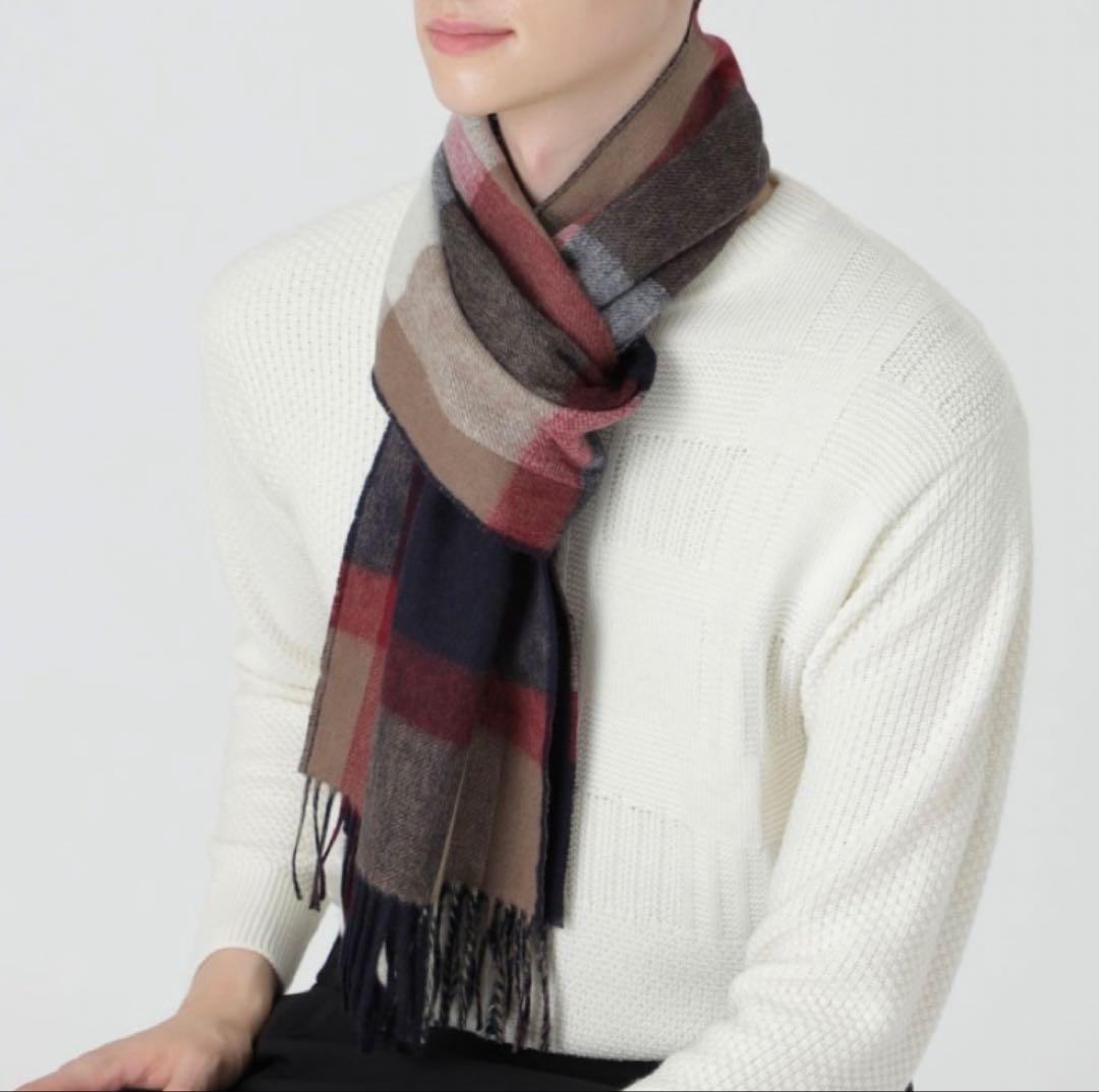 極美品✨定価3.3万 カシミア混 リバーシブル ブラックレーベル マフラー