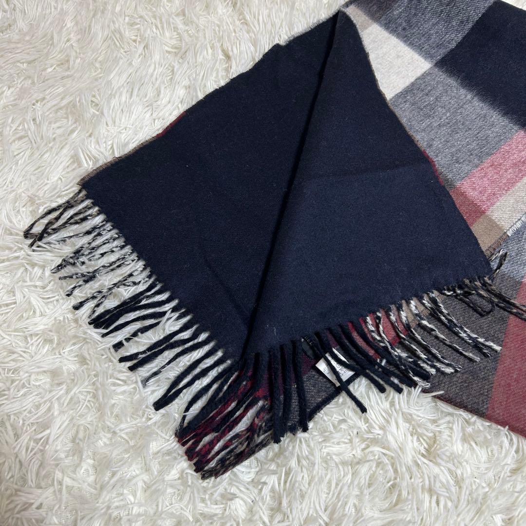 極美品✨定価3.3万 カシミア混 リバーシブル ブラックレーベル マフラー