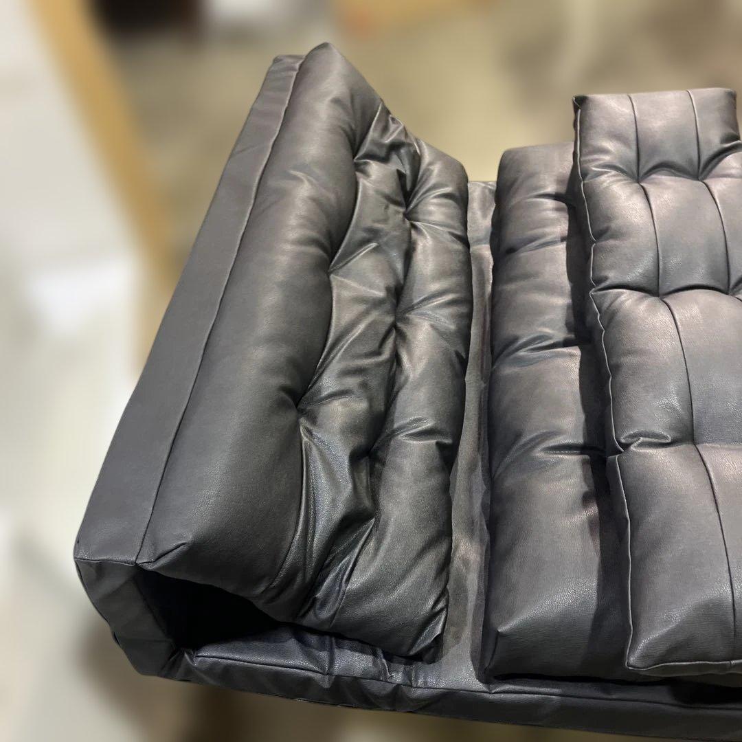 【未使用】ソファベッド◆ローソファ◇黒◆合皮◇組み立て不要◆定価¥18,500