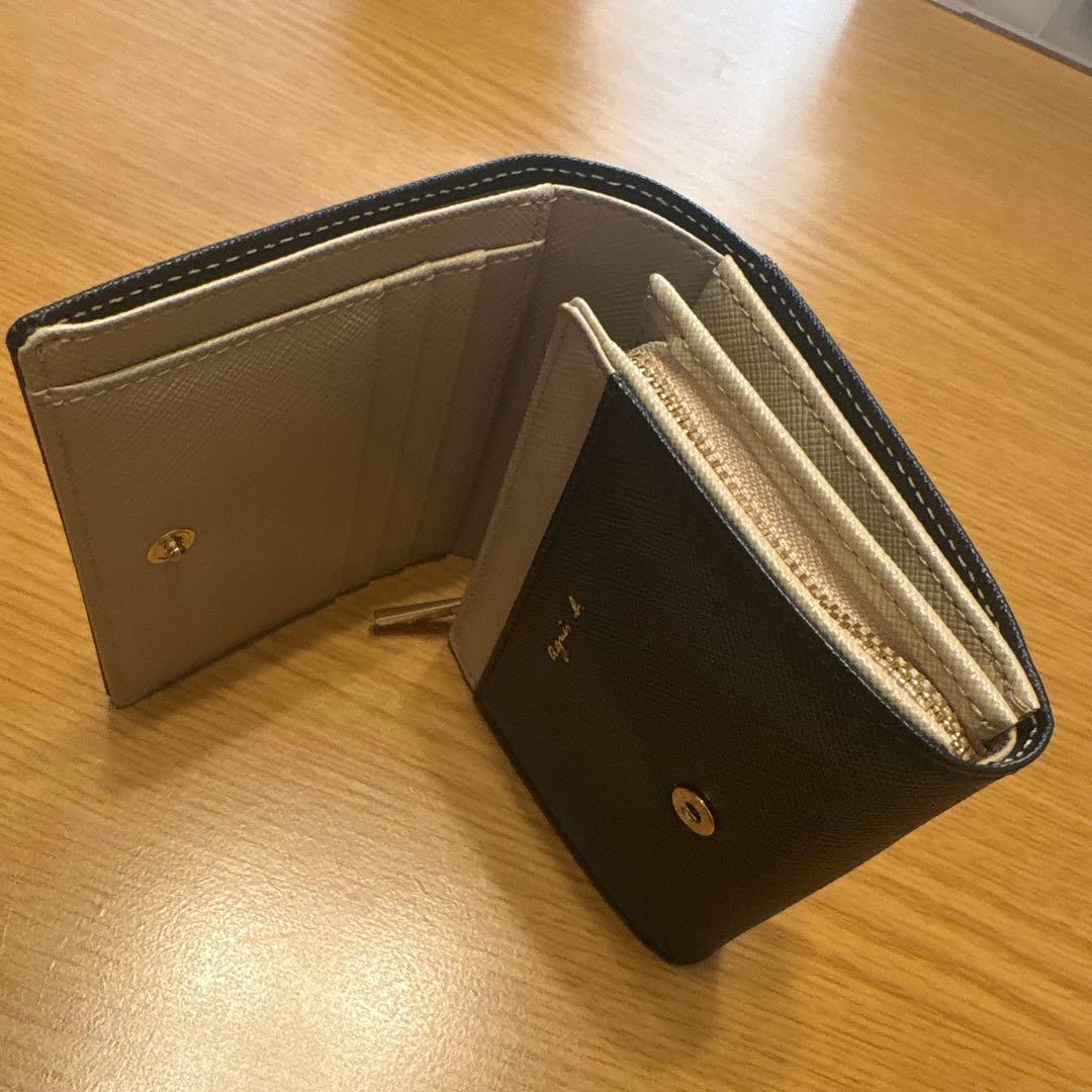 アニエスベー財布　二つ折り財布　ブラック