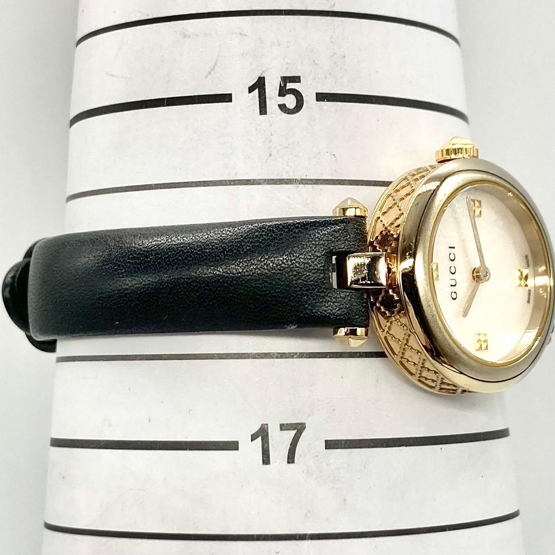 【稼動】 グッチ 腕時計 141.5 ディアマンティッシマン 4Pダイヤ シェル