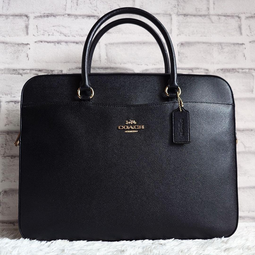 コーチ 2way ショルダーバッグ A4収納可能 ビジネス 斜め掛け 黒