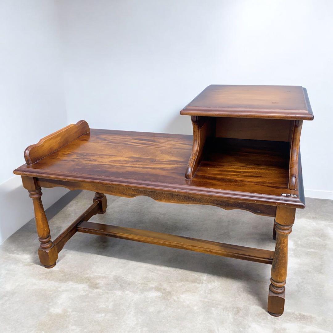 【送料込み】karimoku カリモク テレフォンベンチ 木製 アンティーク家具