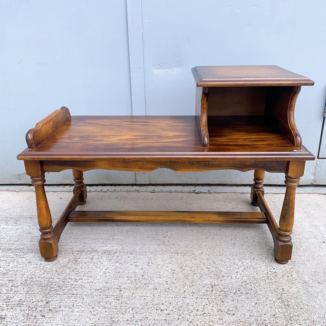 【送料込み】karimoku カリモク テレフォンベンチ 木製 アンティーク家具