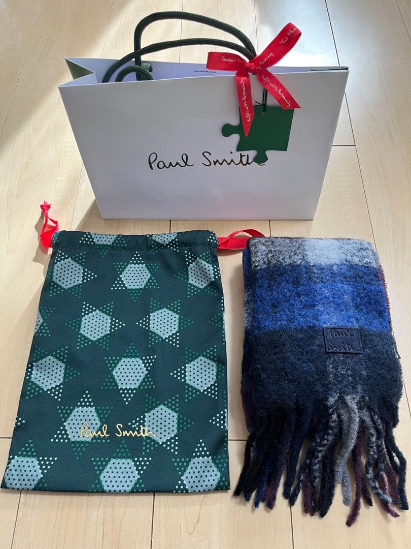 【新品】ポールスミス　メンズ　メリノウールチェックマフラー